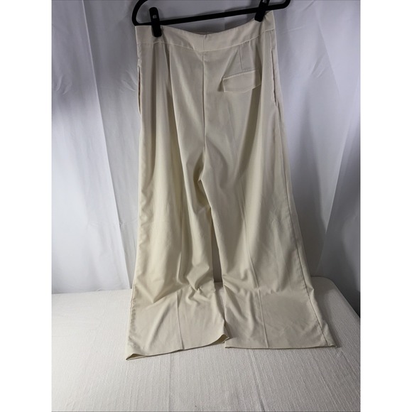 Zara Wide - Leg Pleated Trousers In Off White Size Extra Large - Picture 4 of 5